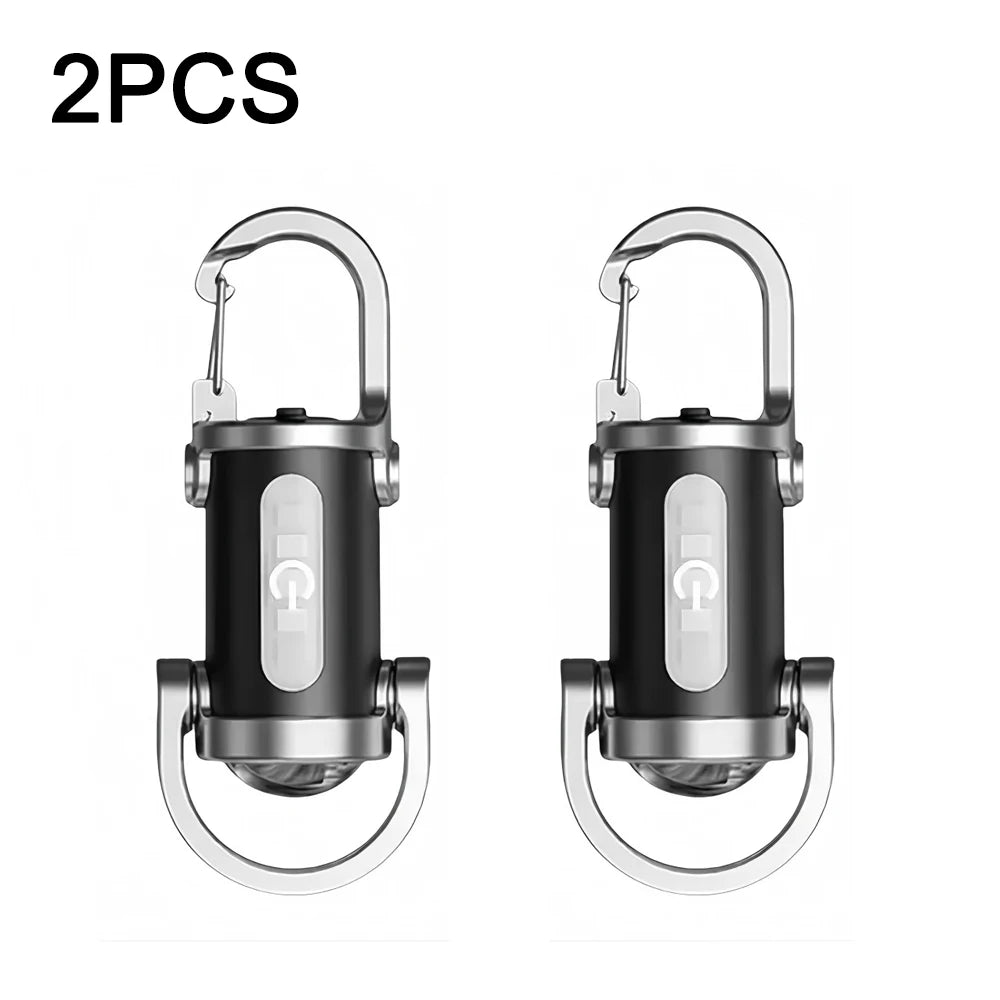 Mini LED Keychain Light - 6-Mode Multifunctional Pocket Work Light with Type-C Charging