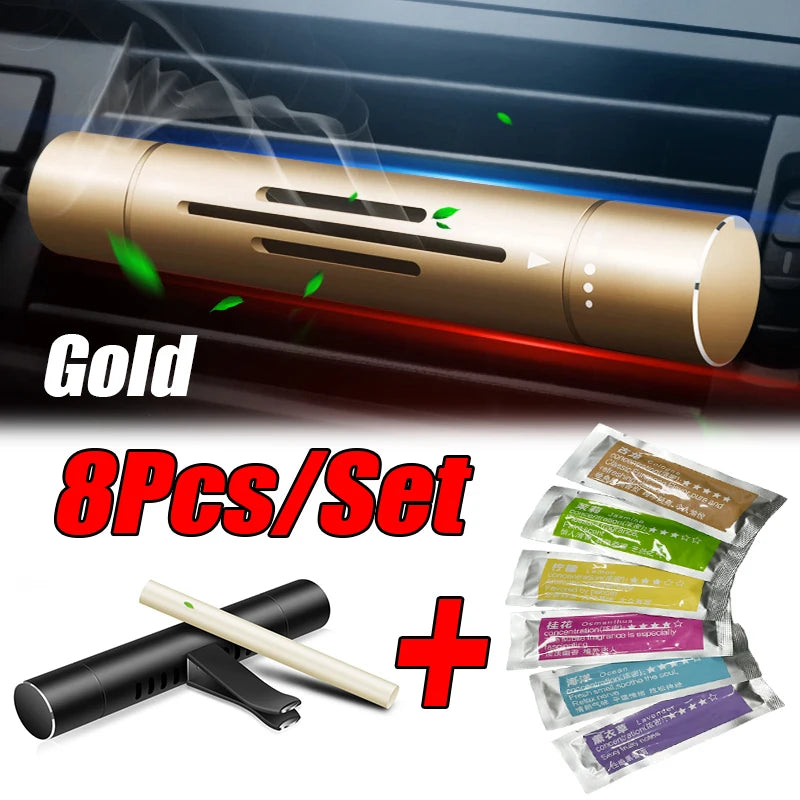 8-Piece Car Air Vent Perfume Diffuser Set - Premium Aluminum Alloy Air Freshener