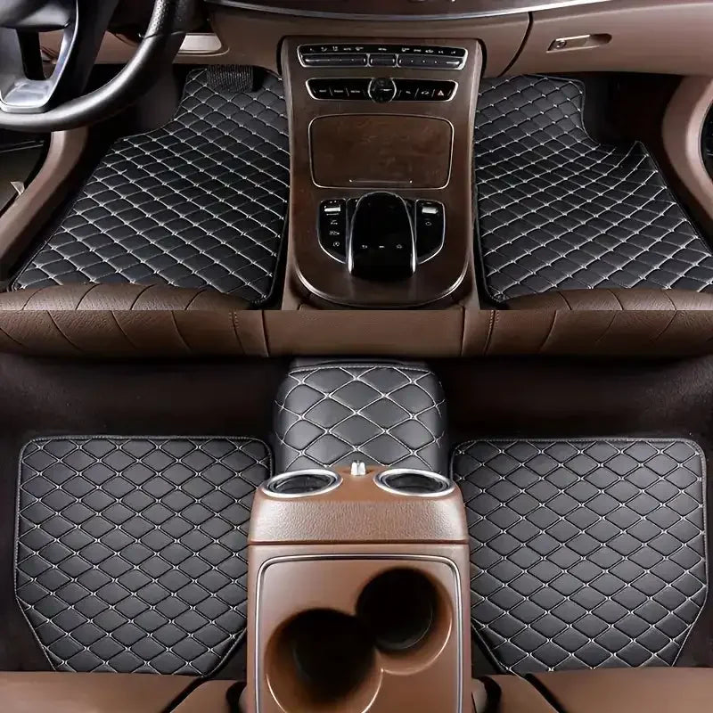 5-Piece Universal PU Leather Car Floor Mats - Premium All-Season Protection