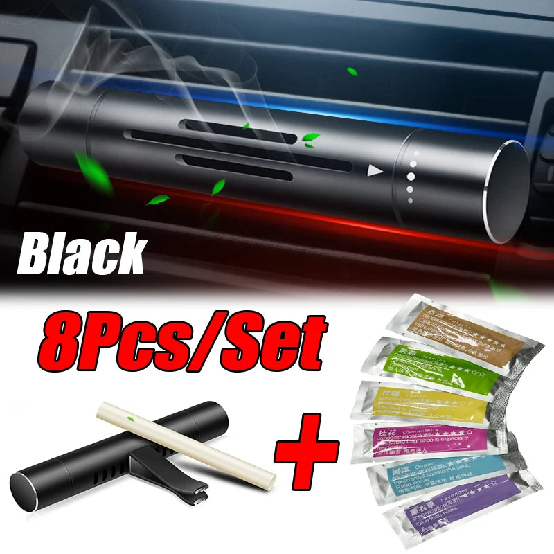 8-Piece Car Air Vent Perfume Diffuser Set - Premium Aluminum Alloy Air Freshener