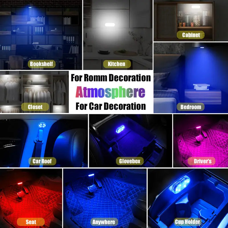 USB Rechargeable Magnetic LED Light - Car Interior & Home Ambient Lighting