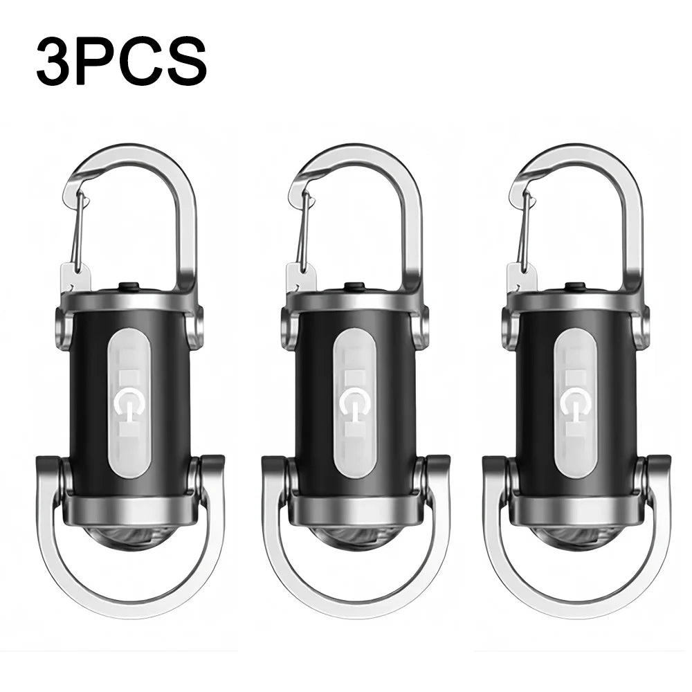 Mini LED Keychain Light - 6-Mode Multifunctional Pocket Work Light with Type-C Charging