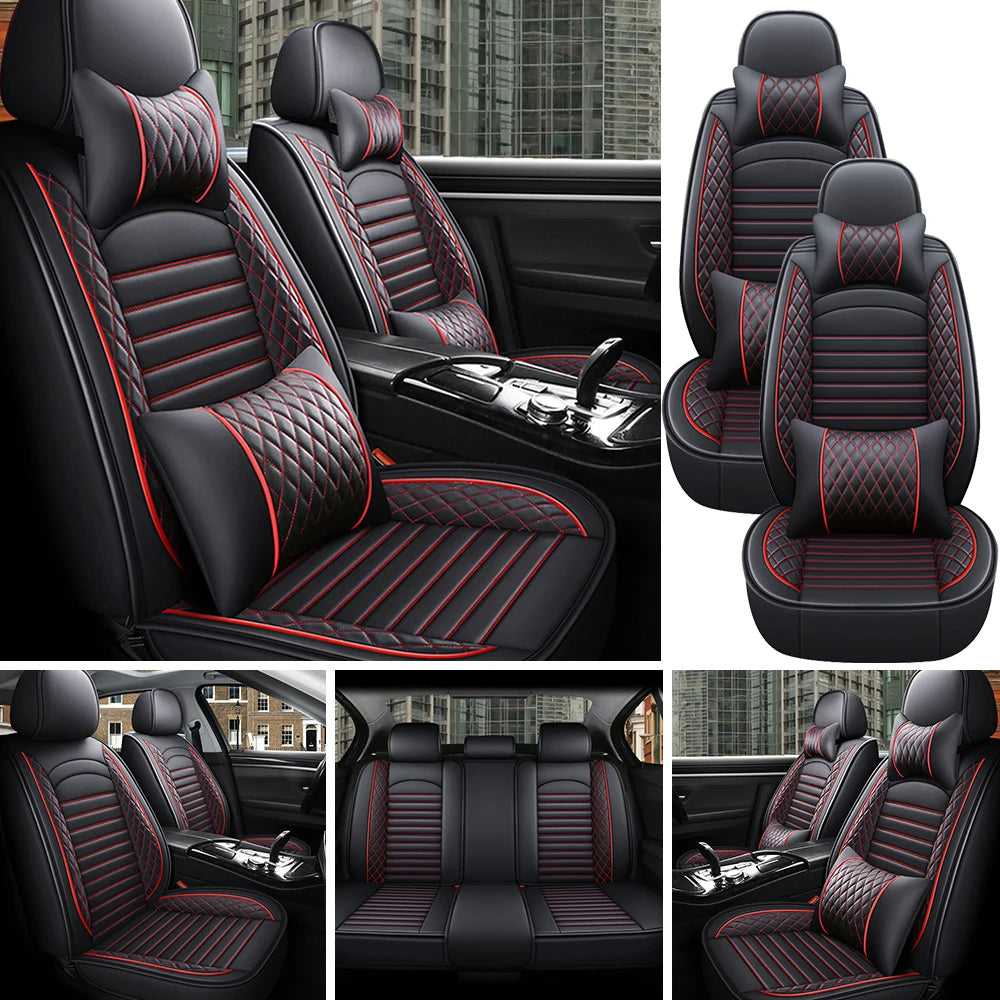 5-Seat Complete PU Leather Car Seat Cover Set - Full Interior Protection Kit