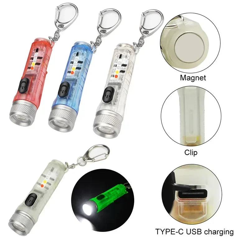 Mini Keychain Flashlight S11 - 400LM Rechargeable with Magnetic Base & UV Light