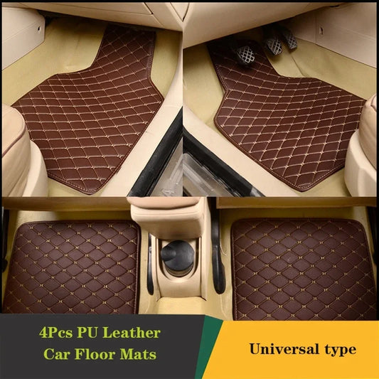 Car Floor Mats 4-Piece Set - Premium Artificial Leather with Anti-Slip Design