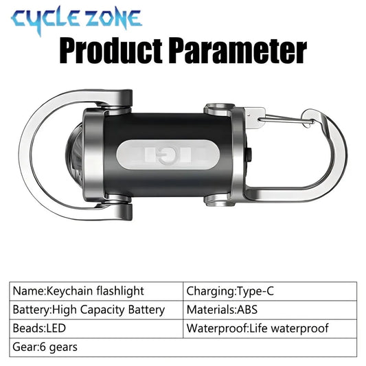 Mini LED Keychain Light - 6-Mode Multifunctional Pocket Work Light with Type-C Charging