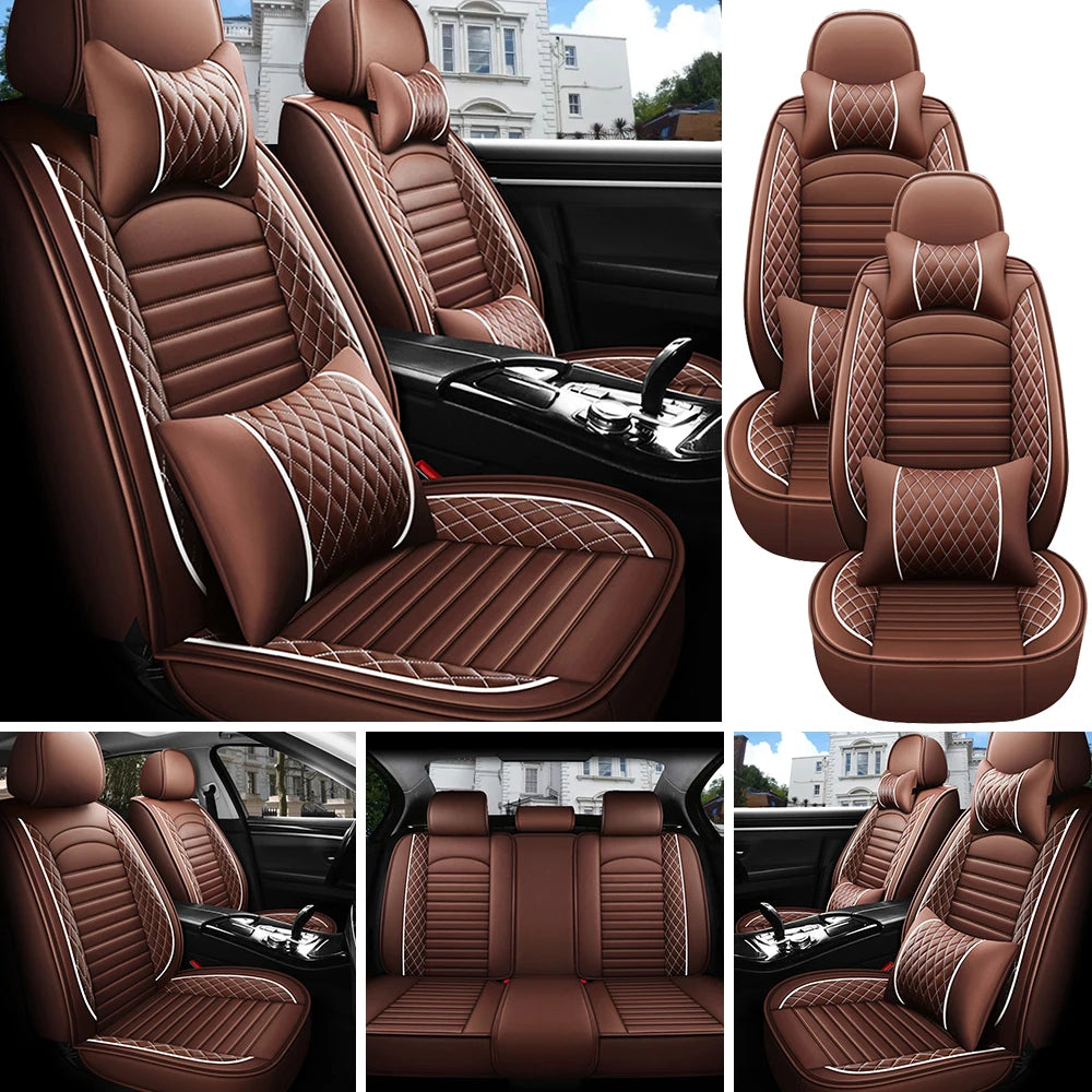 5-Seat Complete PU Leather Car Seat Cover Set - Full Interior Protection Kit
