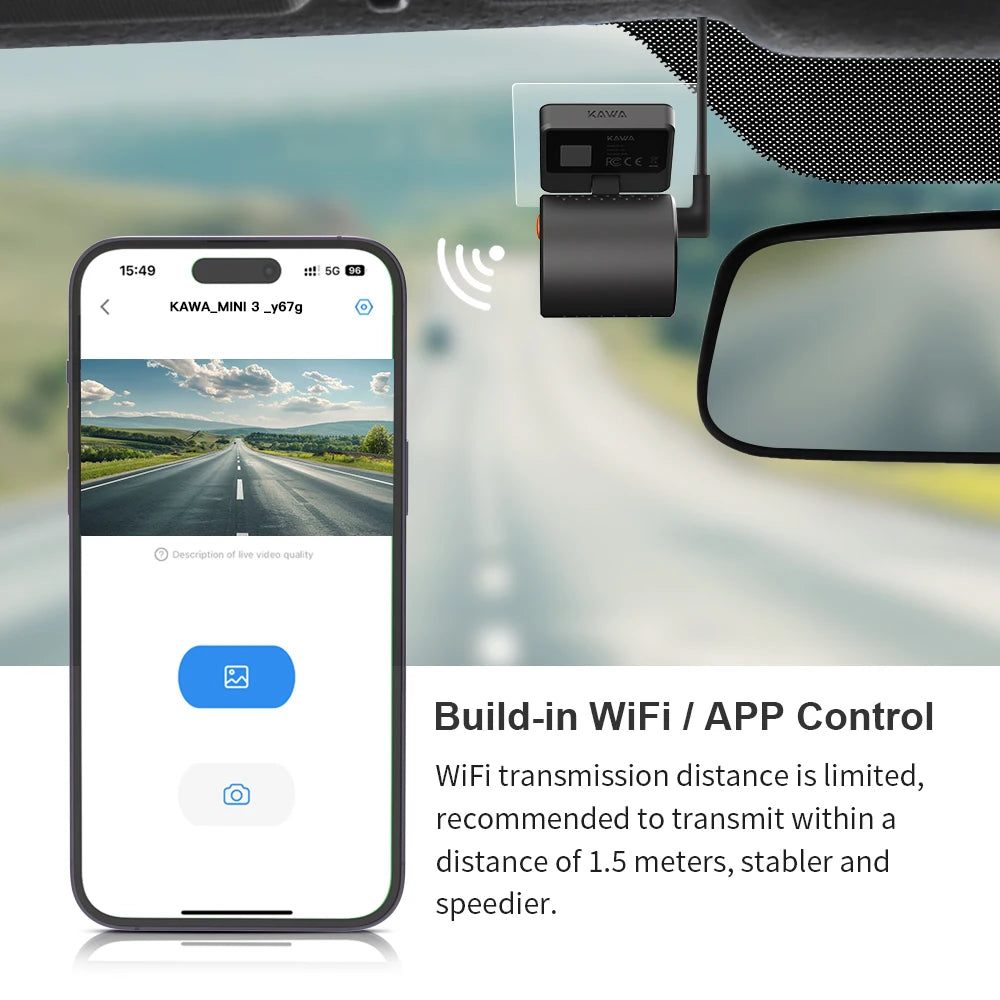 KAWA MINI 3 Dash Camera - 2K QHD with Voice Control & WiFi App Monitor