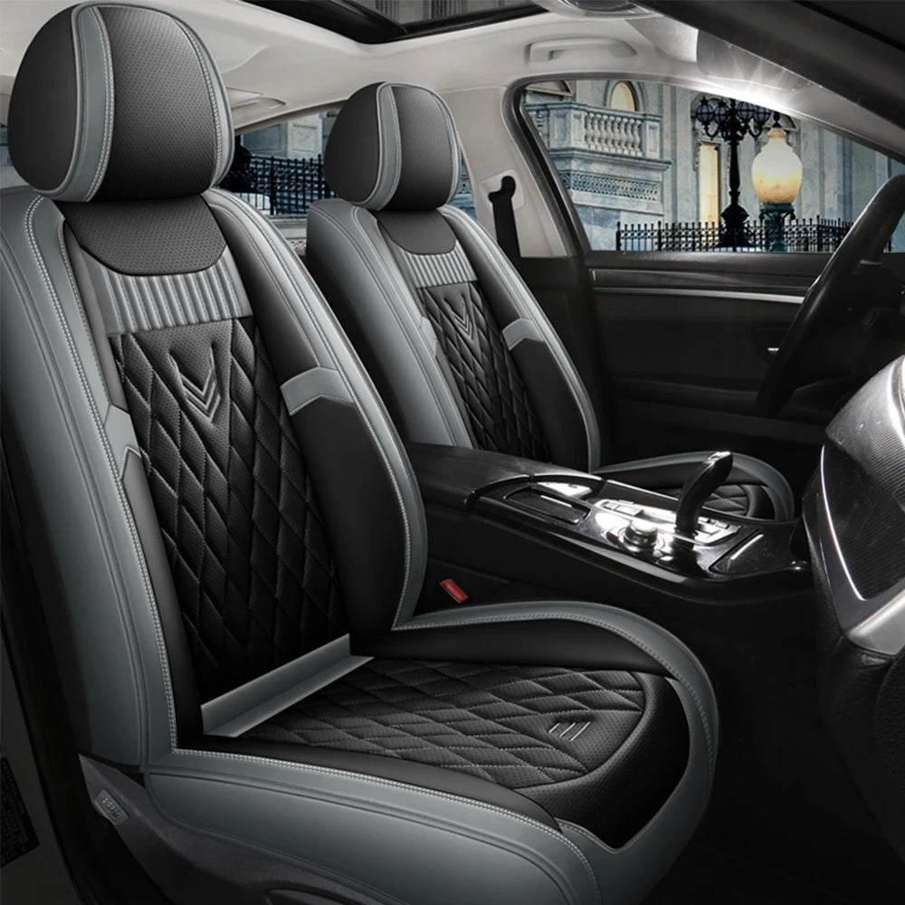 Leather Car Seat Covers Full Set - Universal PU Leather Auto Interior Protection