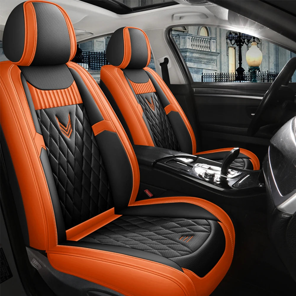 Leather Car Seat Covers Full Set - Universal PU Leather Auto Interior Protection