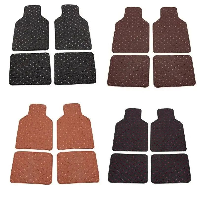 Car Floor Mats 4-Piece Set - Premium Artificial Leather with Anti-Slip Design