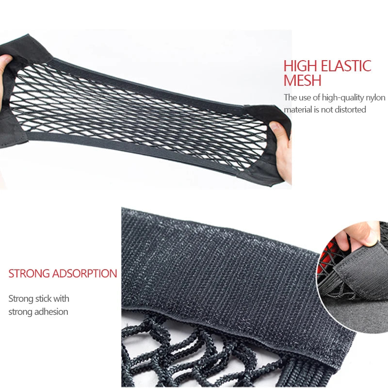 Car Storage Net Organizer - Universal Vehicle Cargo Mesh with Velcro Installation