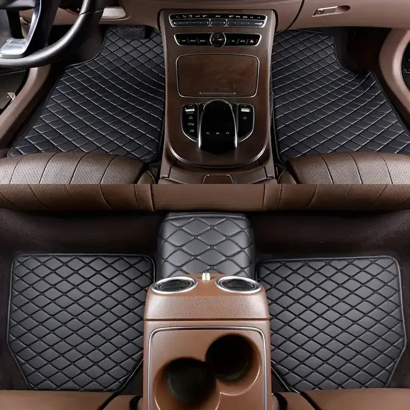 5-Piece Universal PU Leather Car Floor Mats - Premium All-Season Protection