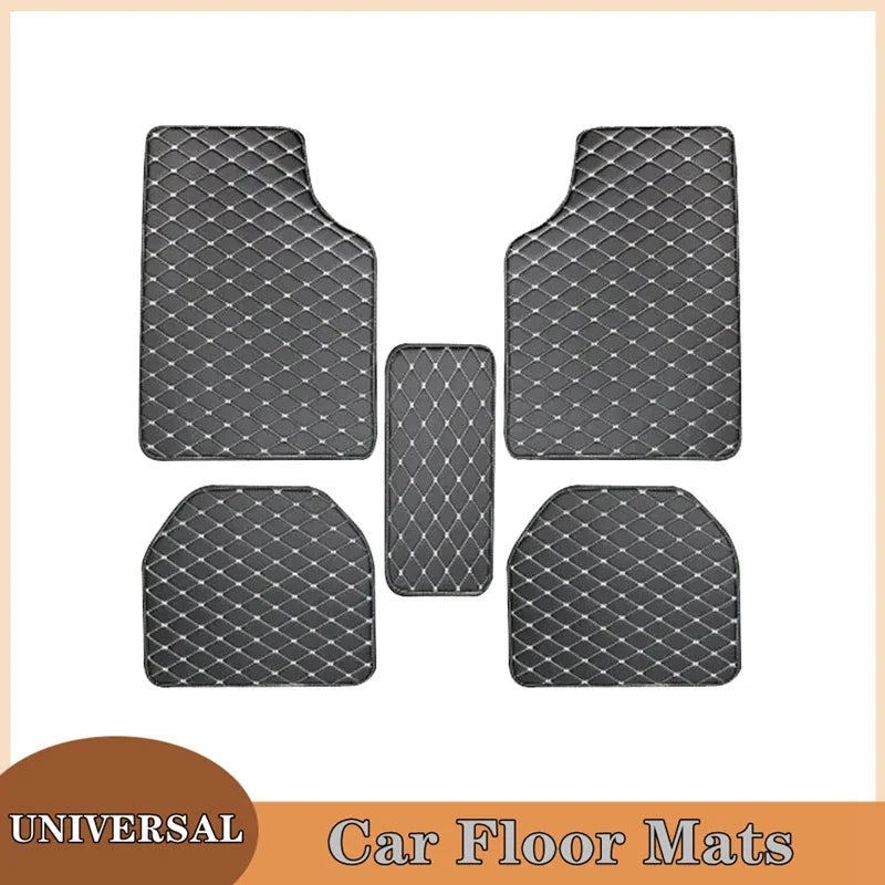5-Piece Universal PU Leather Car Floor Mats - Premium All-Season Protection
