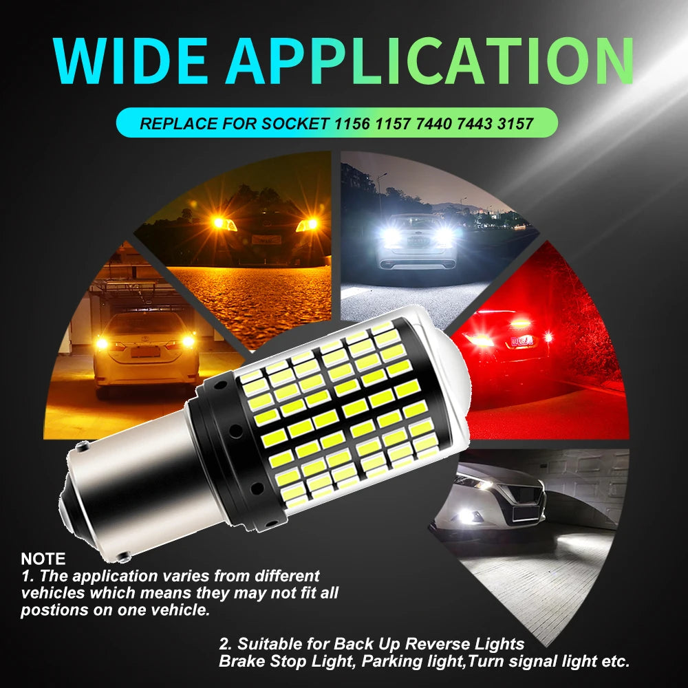 2-Piece 144SMD LED Bulb Set - CanBus Compatible Turn Signal & Brake Lights