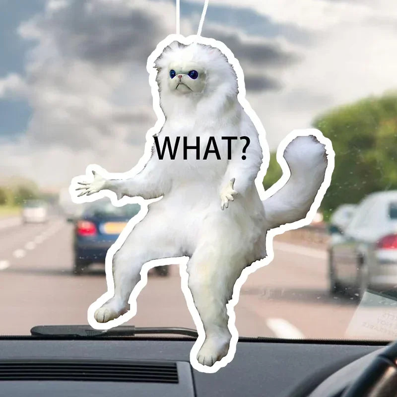 Funny Cat Face Car Air Freshener - Rearview Mirror Pendant with Aromatherapy