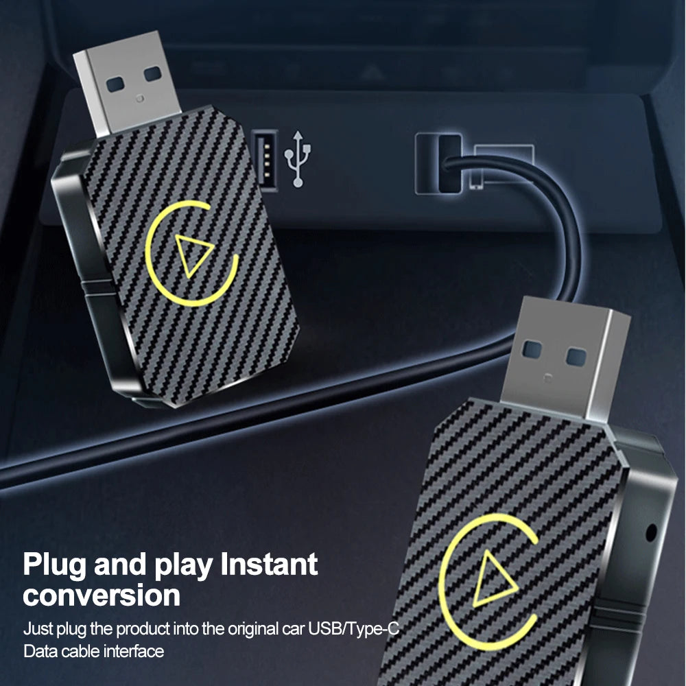 2-in-1 Wireless CarPlay Adapter - Convert Wired to Wireless for Apple & Android