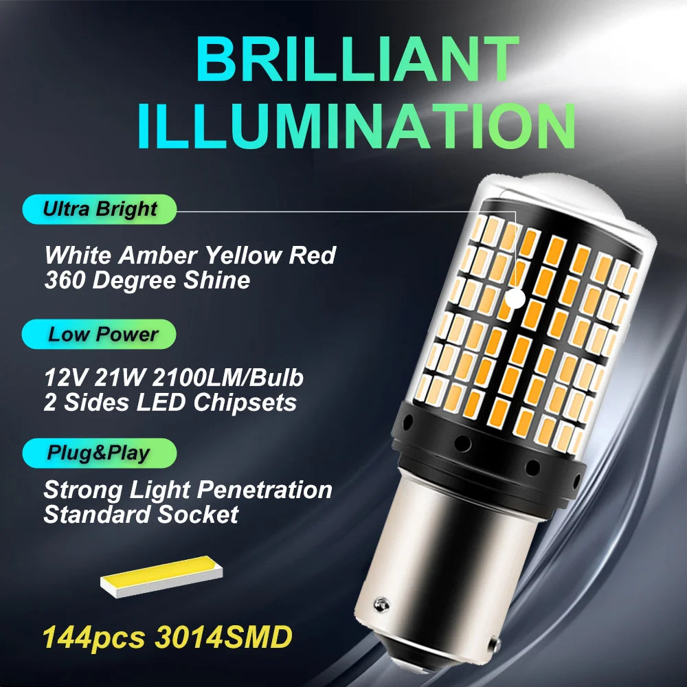 2-Piece 144SMD LED Bulb Set - CanBus Compatible Turn Signal & Brake Lights