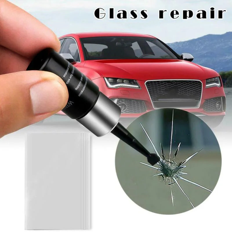 Car Windshield Glass Repair Kit - 3ml Resin with Curing Strips for Crack Repair