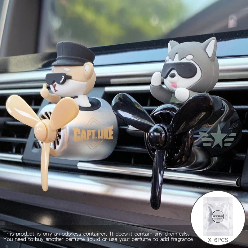 KLKLI Pilot Cat Car Air Freshener - DIY Perfume Propeller Vent Clip Diffuser