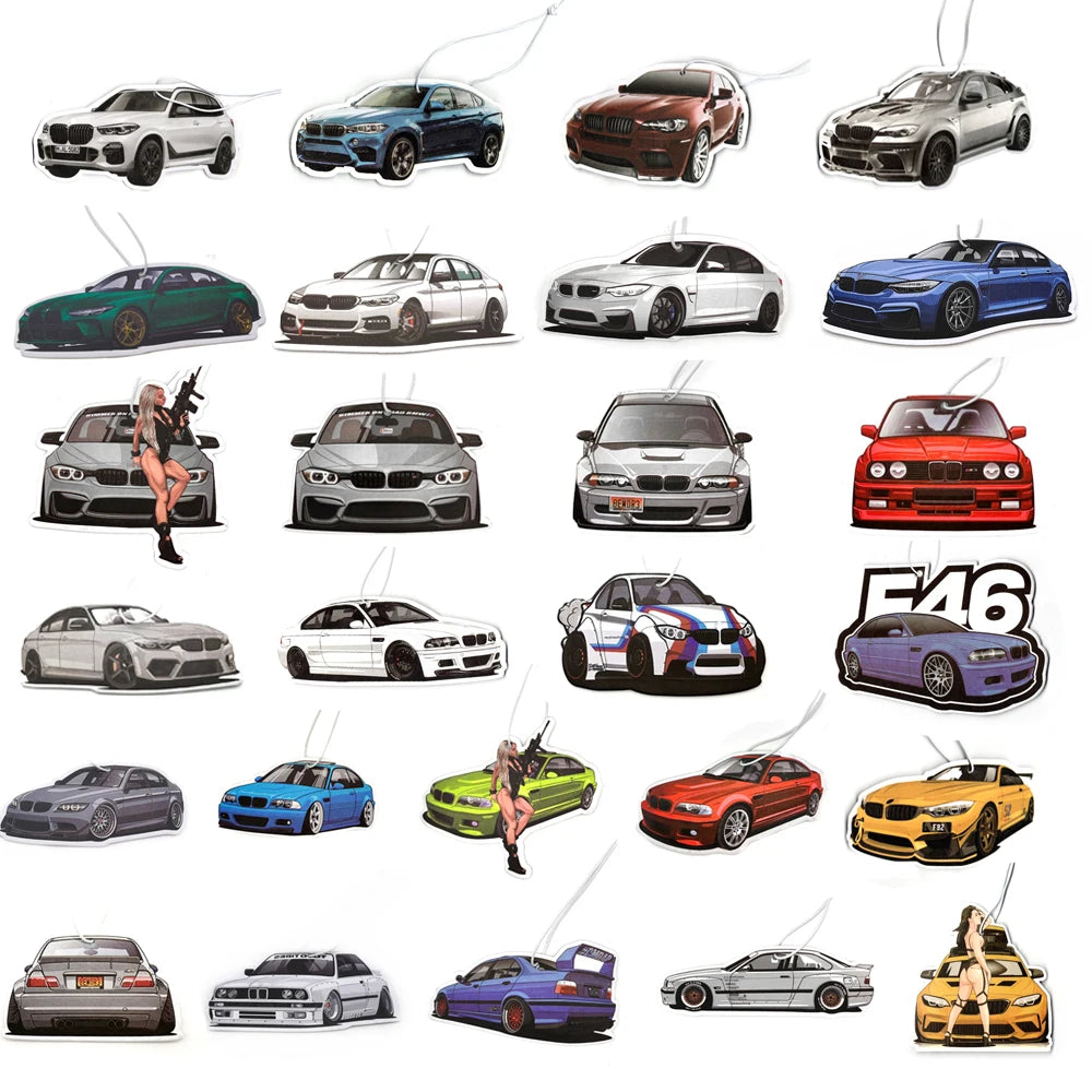 BMW Car Air Freshener Collection - Model-Specific Paper Pendants for Rearview Mirror
