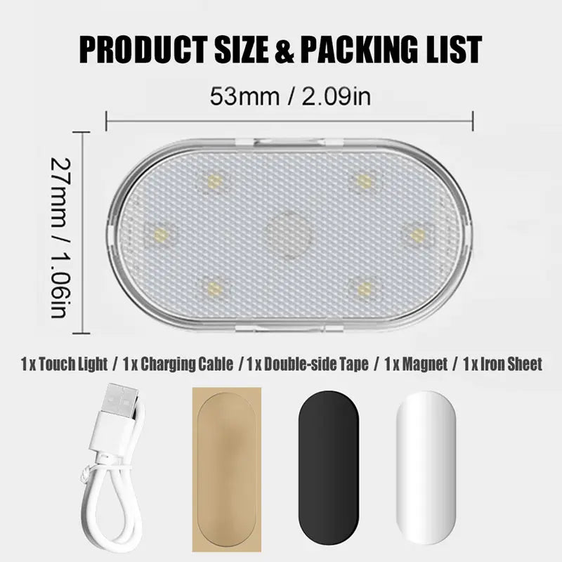 USB Rechargeable Magnetic LED Light - Car Interior & Home Ambient Lighting