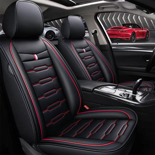 Universal Leather Car Seat Covers Full Set - Premium PU Leather Interior Protection