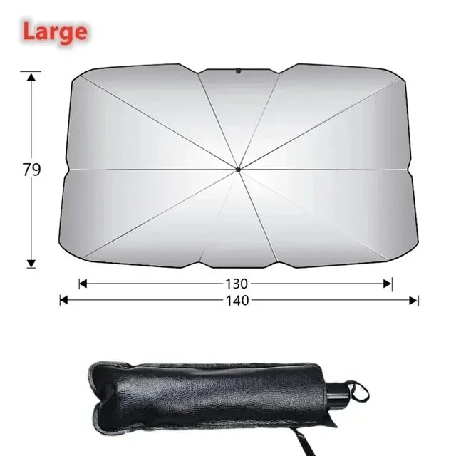 Car Front Window Sun Shade - UV Protection Windshield Sunshade with 10-Rib Structure