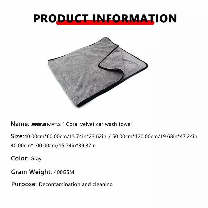 SEAMETAL Multi Sizes Car Microfiber Towel Upgraded Ultra-Soft Auto Drying Cleaning Cloth Super Absorbent Scratch-Free Towels