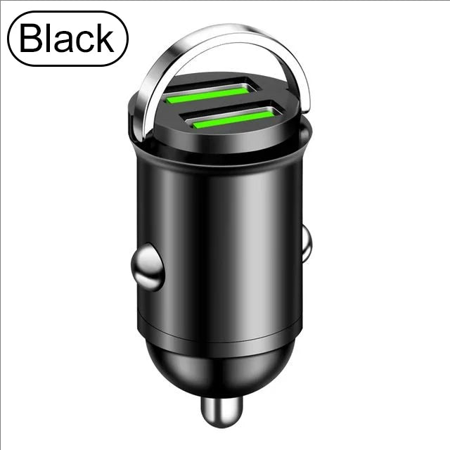 100W Mini Pull Ring Car Charger - Dual USB-C & QC 3.0 Fast Charging
