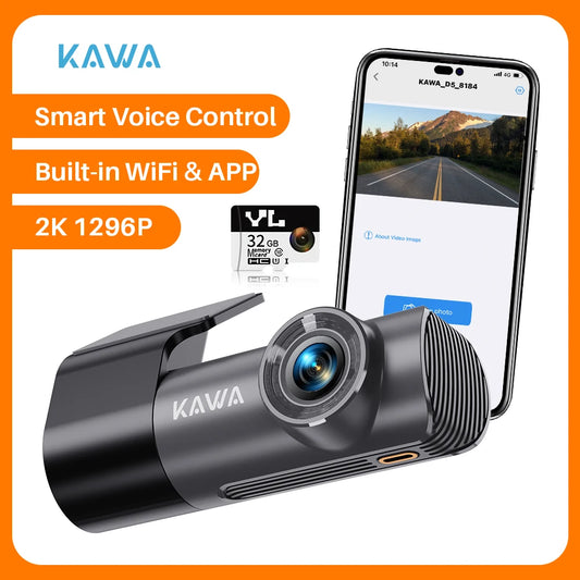 KAWA D5 2K Dash Camera - Voice Control DVR with Night Vision & WiFi APP Monitor