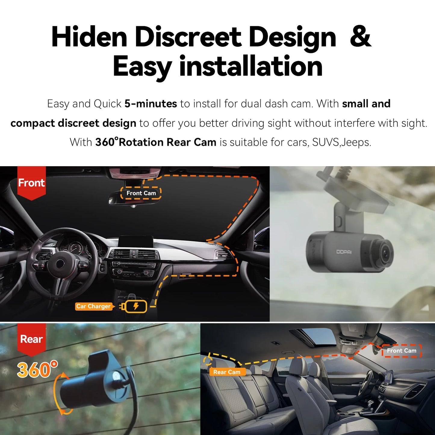 DDPAI Mola N3 Pro Dash Camera - 2.5K Resolution with WiFi Smart Connect & Dual Recording