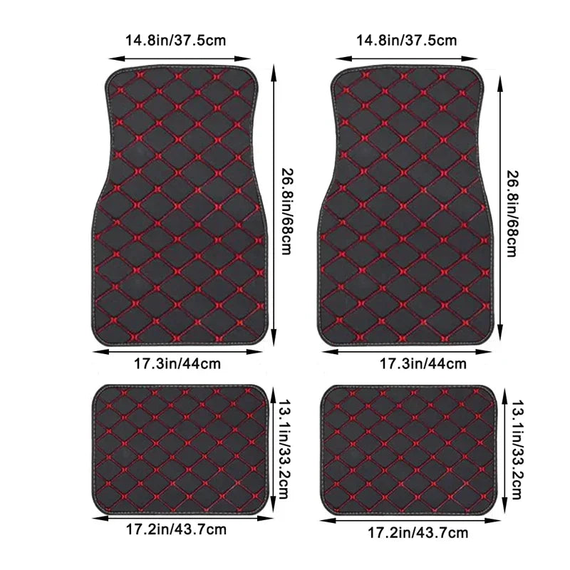 4-Piece Universal PU Leather Car Floor Mats - Waterproof Front & Rear Protection Set
