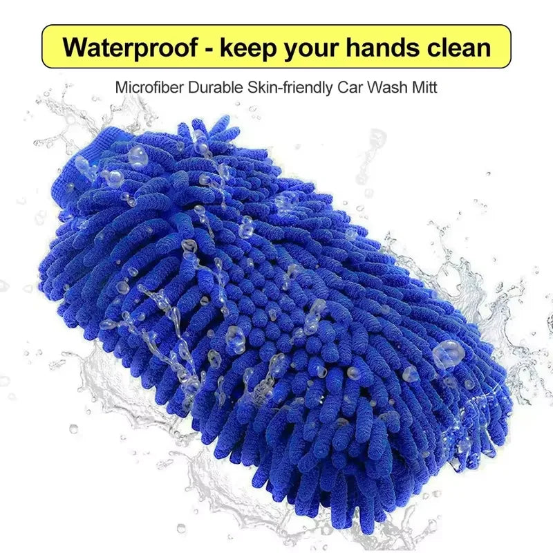 Chenille Car Wash Gloves - Ultra-Soft Microfiber Cleaning Mitts (1-2 Piece Set)