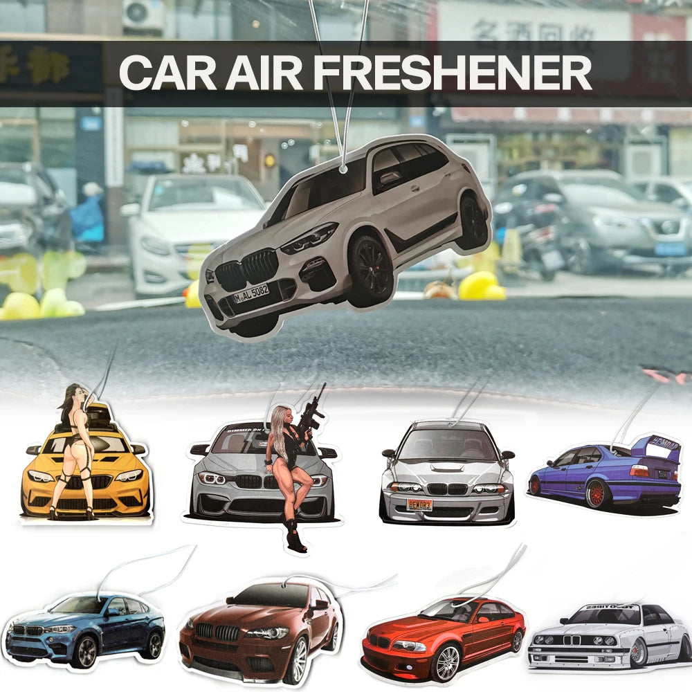 BMW Car Air Freshener Collection - Model-Specific Paper Pendants for Rearview Mirror