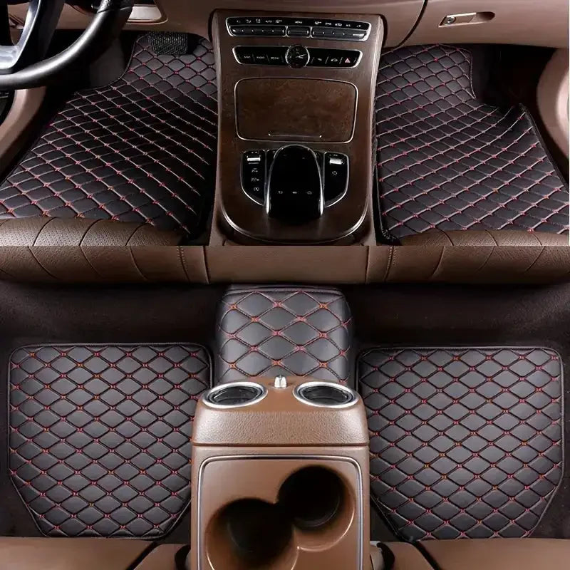 5-Piece Universal PU Leather Car Floor Mats - Premium All-Season Protection