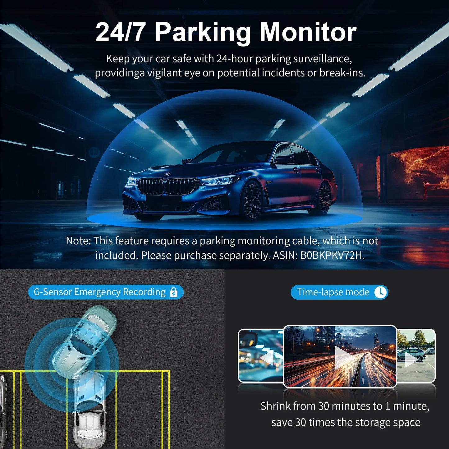 KAWA D5 2K Dash Camera - Voice Control DVR with Night Vision & WiFi APP Monitor