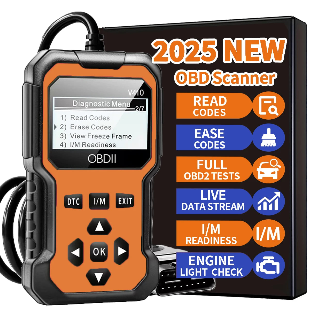 2025 OBD2 Scanner - Advanced Car Diagnostic Tool with Live Data Stream