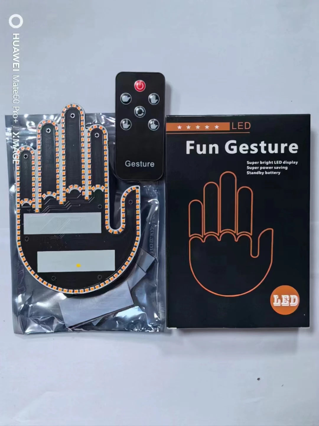 Funny Car Finger Light with Remote - LED Gesture Warning Brake Light