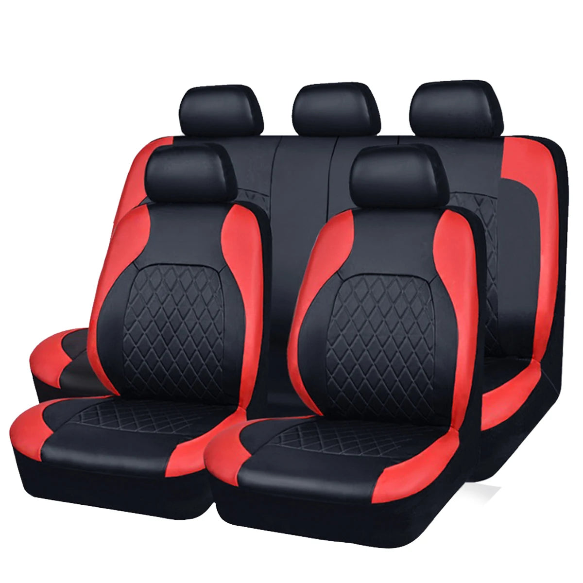 All-Season Quilted PU Leather Car Seat Covers - Full 5-Seat Protection Set