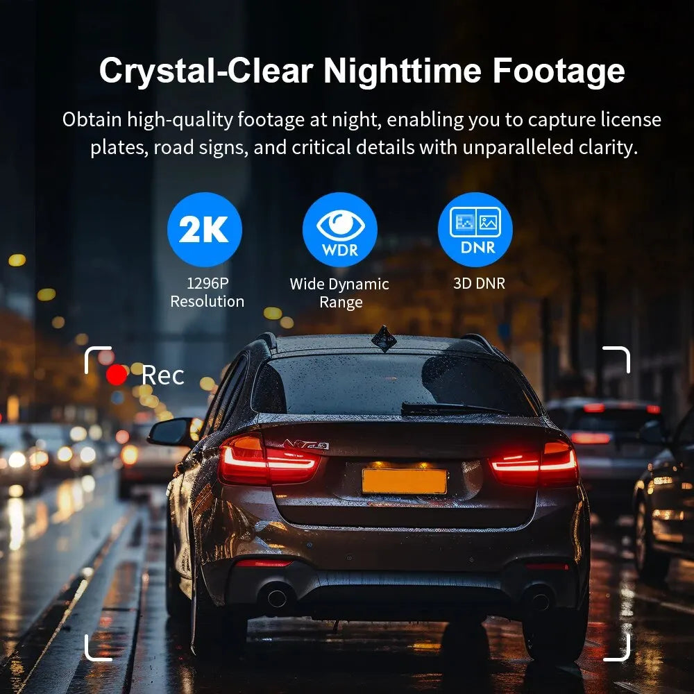 KAWA D5 2K Dash Camera - Voice Control DVR with Night Vision & WiFi APP Monitor