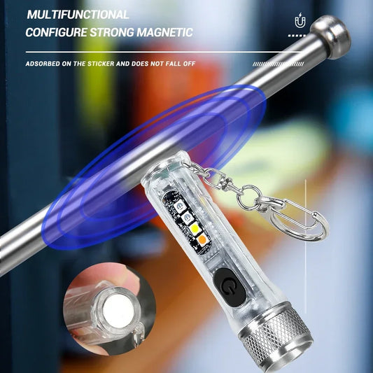 Mini Keychain Flashlight S11 - 400LM Rechargeable with Magnetic Base & UV Light