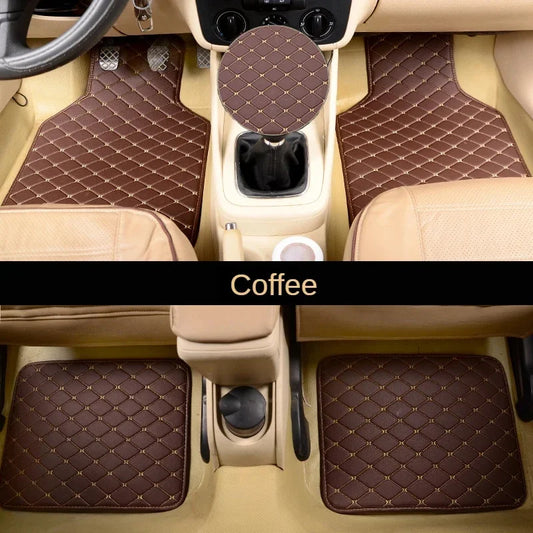 Car Floor Mats 4-Piece Set - Premium Artificial Leather with Anti-Slip Design