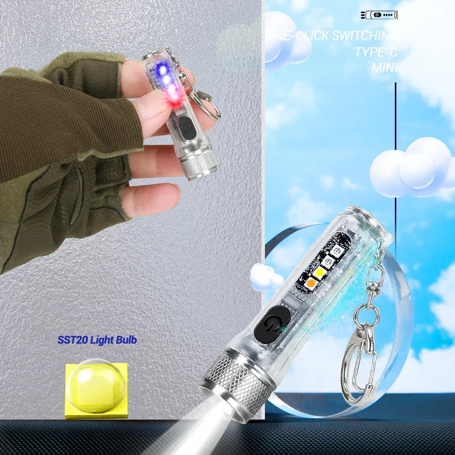 Mini Keychain Flashlight S11 - 400LM Rechargeable with Magnetic Base & UV Light