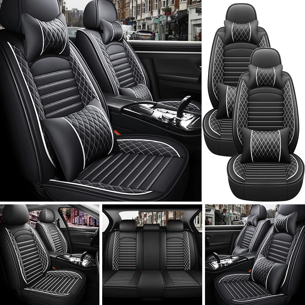 5-Seat Complete PU Leather Car Seat Cover Set - Full Interior Protection Kit