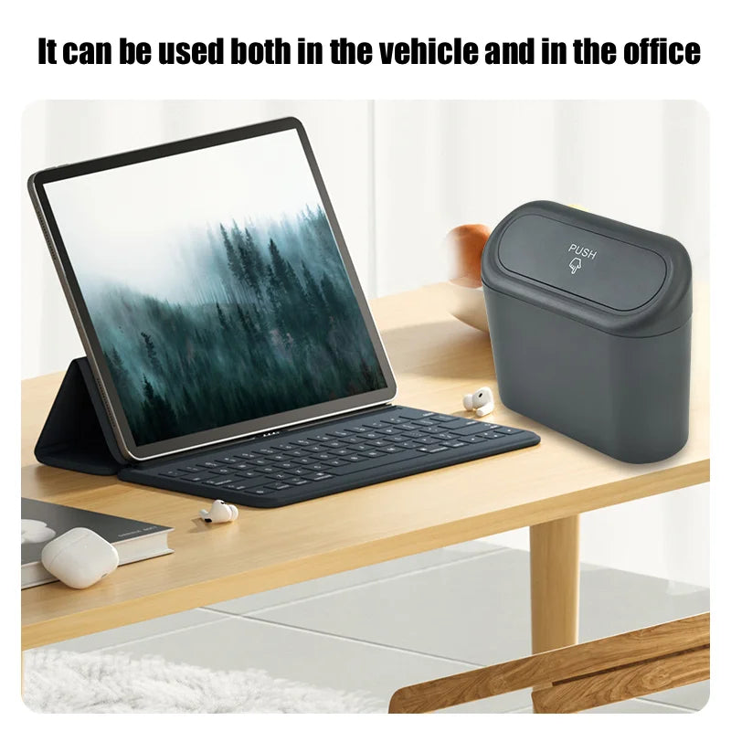 Hanging Car Trash Can with Lid - Waterproof Dustproof Storage Box