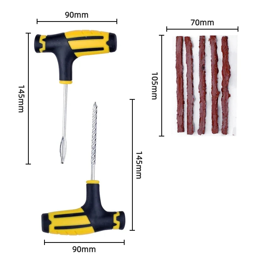 Car Tire Repair Kit - Emergency Puncture Plug Tools with Repair Strips