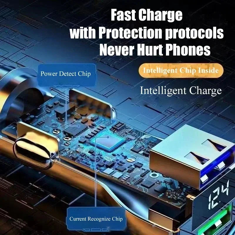 240W Dual Port Car Charger - Super Fast Charging with Digital Display
