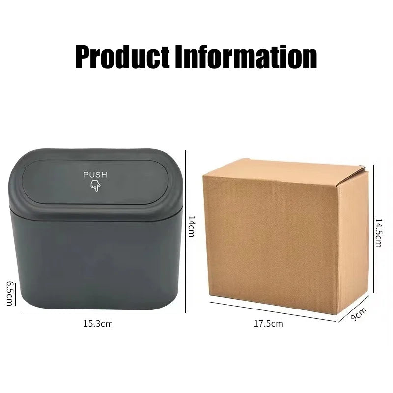 Hanging Car Trash Can with Lid - Waterproof Dustproof Storage Box