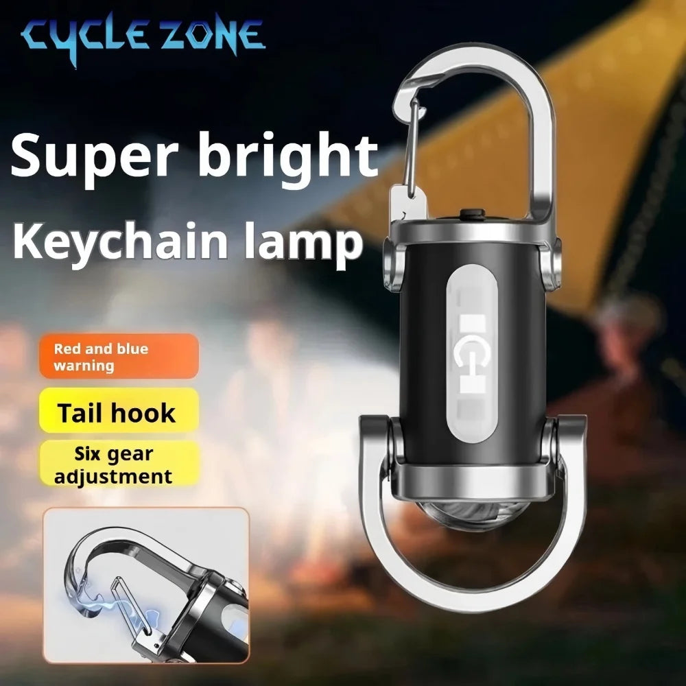 Mini LED Keychain Light - 6-Mode Multifunctional Pocket Work Light with Type-C Charging